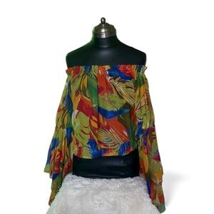 Live 4 Truth Red and Blue Off-the-Shoulder Crop Blouse